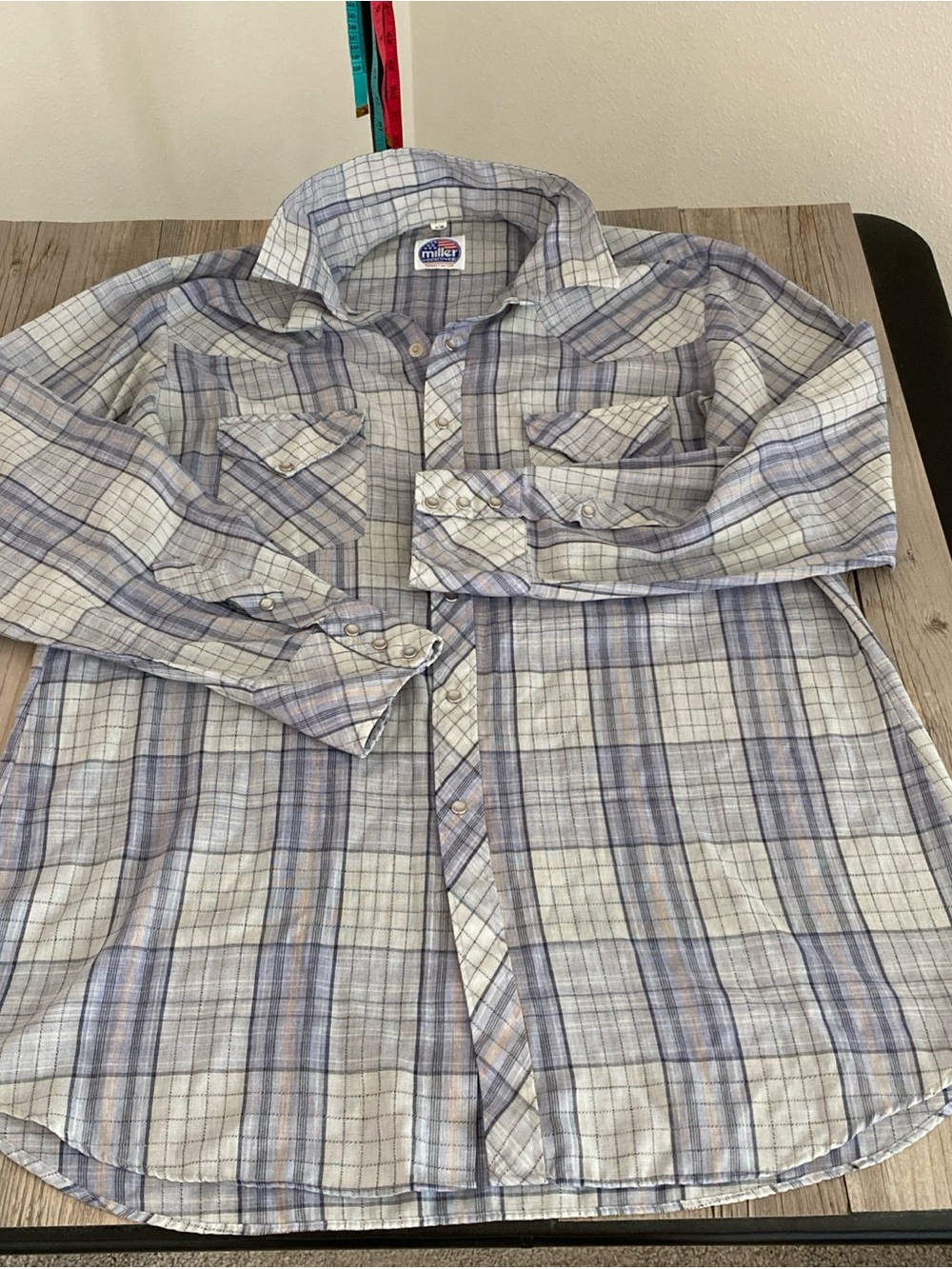 VTG Miller Western Wear Men's Pearl Snap Button Shirt Cowboy Rodeo Denver 17-35